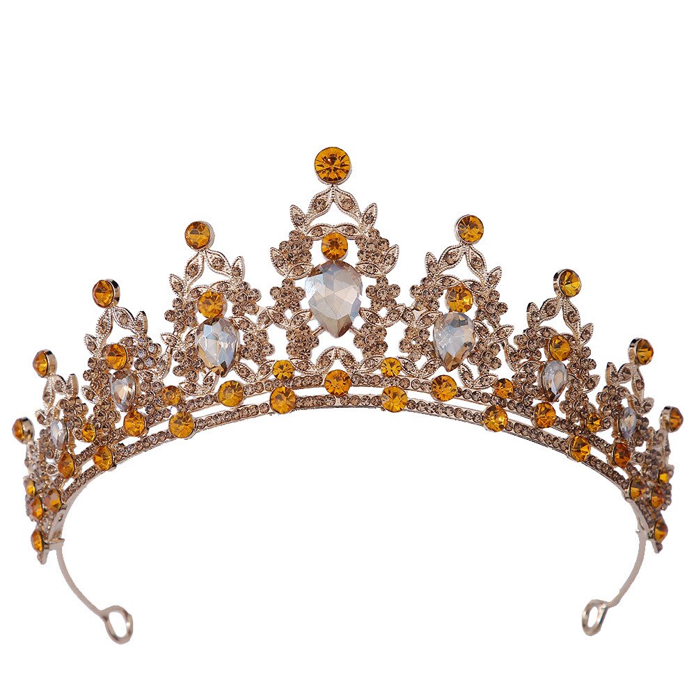 Radiate Beauty with our Crystal Tiara Gold Diadem - Perfect Pageant Tiaras and Bridesmaid Hair Accessories for Exquisite Headpieces!