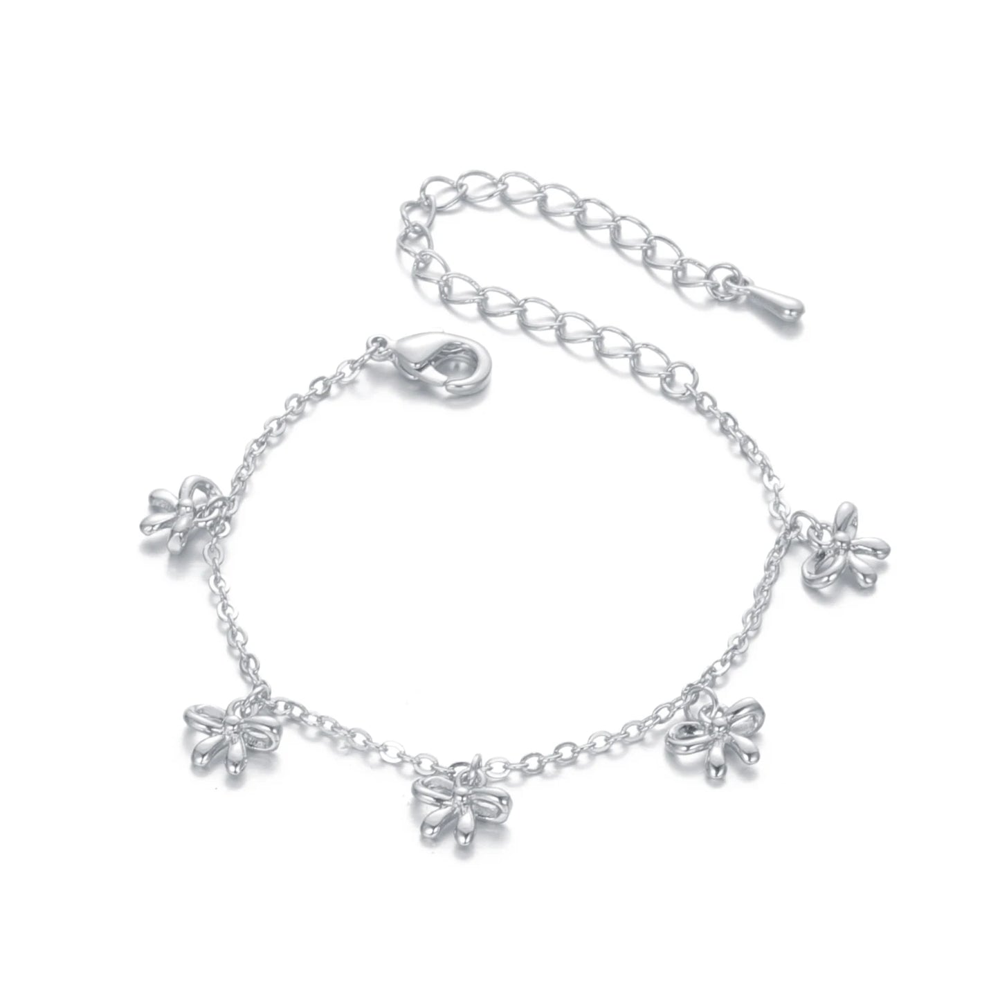 Adorable Girls' Five Bows Charm Bracelet for Birthday Bliss and Bestie Bonding!