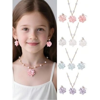 Girls Floral Jewellery Set | 3-Piece Flower Earrings & Pendant Necklace Set | Teen Girls Jewellery Gift.