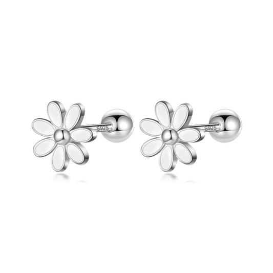Blooms of Elegance: Real 925 Sterling Silver Sweet Glaze Flower Screw Stud Earrings - Fine Jewelry for Girls, Teens, and Women! - Kids Jewellery Shop