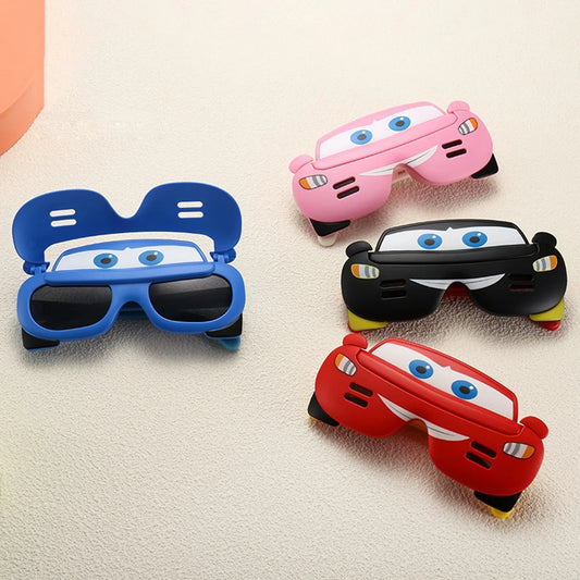 Cartoon Cars Party Kids Sunglasses – UV400 Polarized Flip-Cover Goggles for Children | Soft Protective Eyewear Gift!