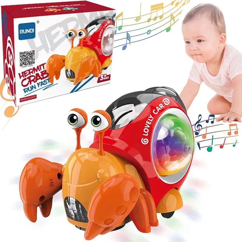 Dance and Glow with Delight: Crawling Robo Hermit Crab Snail for Babies and Toddlers - A Mesmerizing Symphony of Light, Music, and Fun!