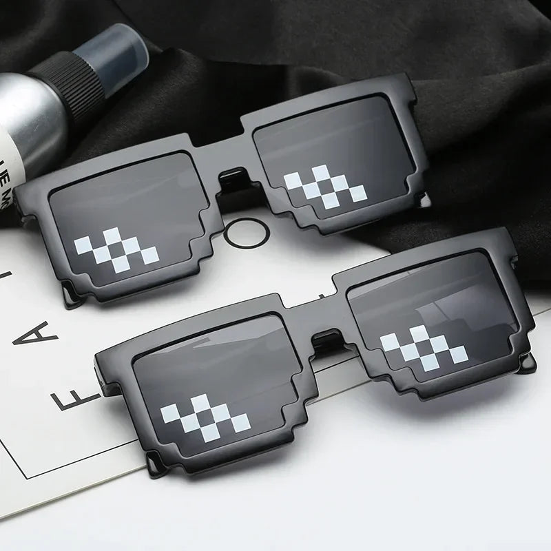Kids Funny Pixel Sunglasses – Square Mosaic Cosplay Action Game Toy Glasses for Children!