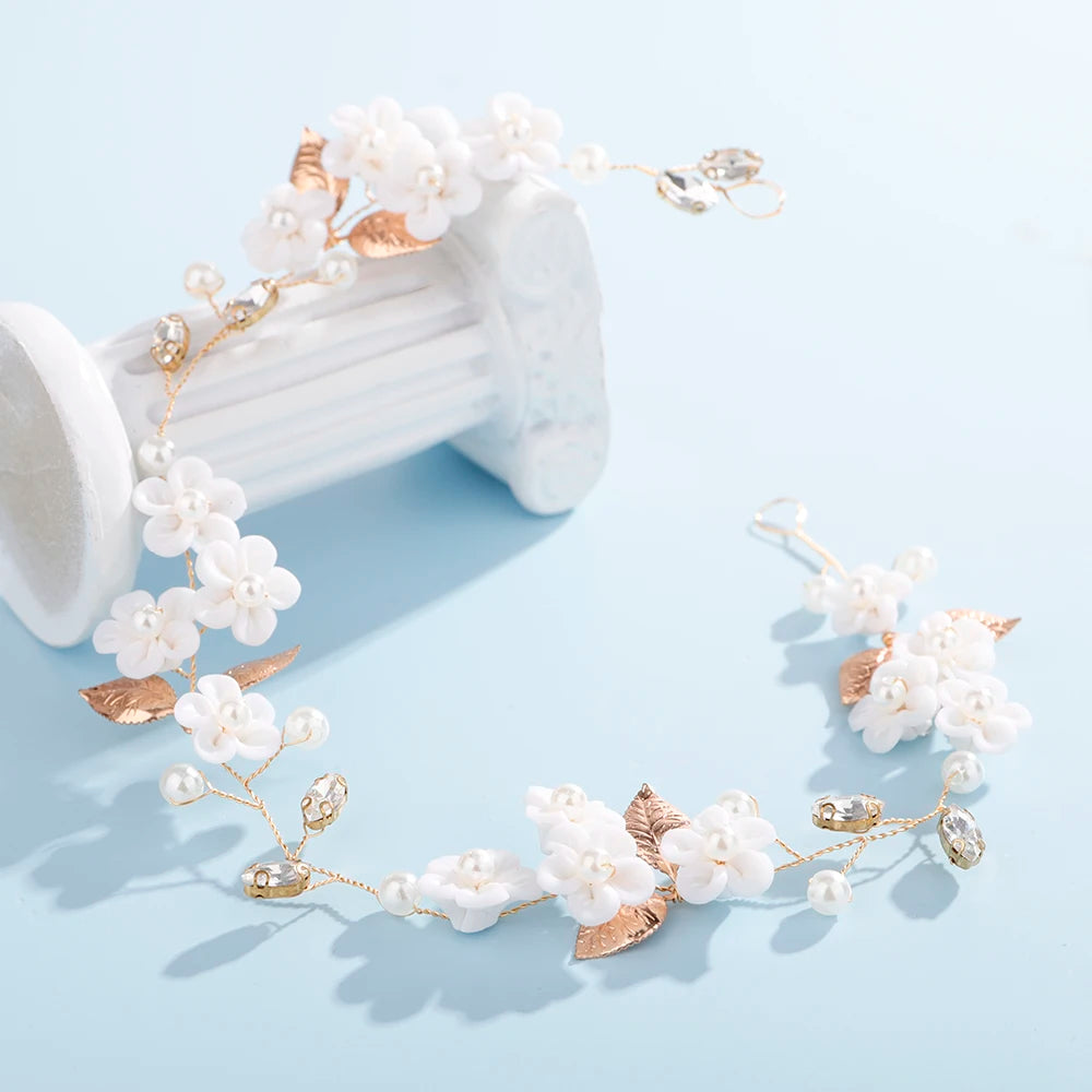 Handmade Floral Rhinestone and Pearl Communion Headpiece | Flower Girl, Baptism & Bridesmaid Hair Accessory