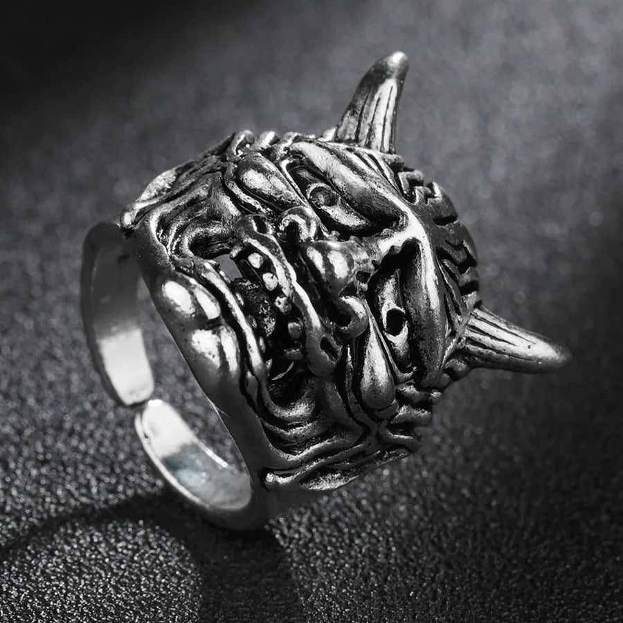 Unleash Your Inner Rebel: Cool Gothic Skull Dragon Snake Wolf King Hip-hop Unisex Open Ring Jewelry!