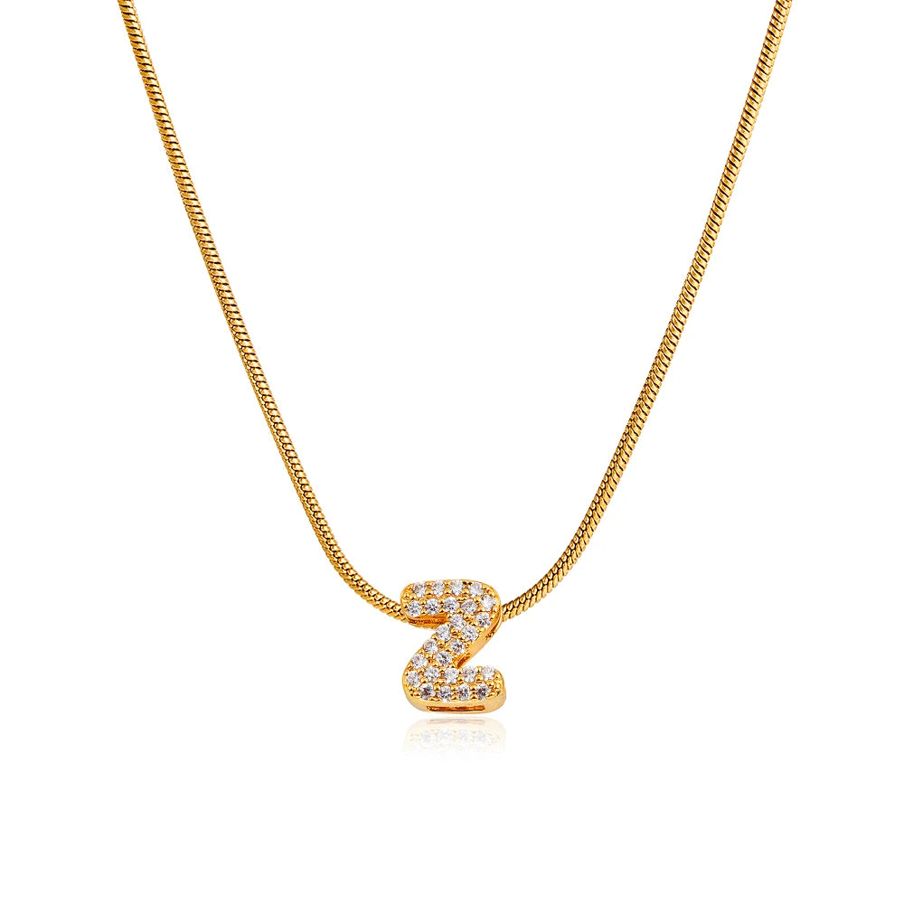 Small Initial Letter Pendant Necklace | Unisex Zircon Alphabet Necklace Jewellery!