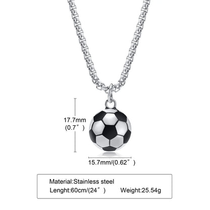 Solid Stainless Steel 3D Football Pendant Necklace for Boys | Soccer Sports Jewellery Birthday Gift!