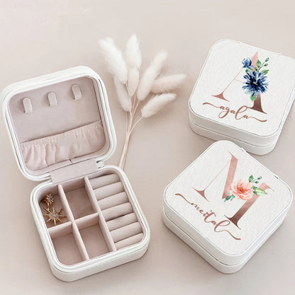 ✨ Personalized Custom Jewelry Box – Travel Ring Box with Name & Initial | Bridesmaid, Birthday, Proposal, Mother’s Day Gift 🎁💖