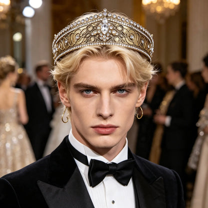 Gothic Retro Metal Crown for Boys, Teens & Men | Vintage Crown Headpiece | Pageant, Prom & Cosplay Costume Accessory!