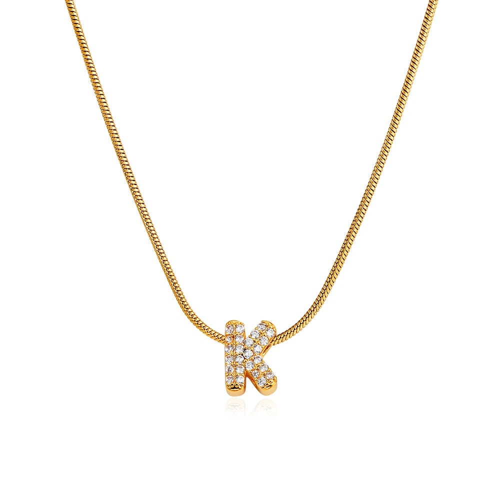 Small Initial Letter Pendant Necklace | Unisex Zircon Alphabet Necklace Jewellery!