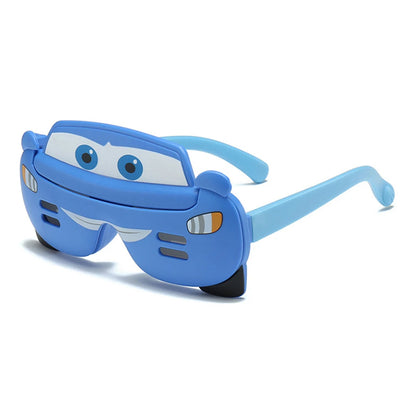 Cartoon Cars Party Kids Sunglasses – UV400 Polarized Flip-Cover Goggles for Children | Soft Protective Eyewear Gift!