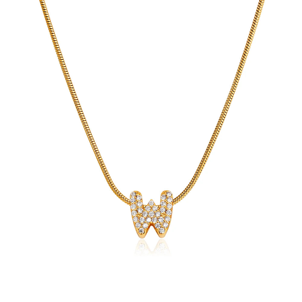 Small Initial Letter Pendant Necklace | Unisex Zircon Alphabet Necklace Jewellery!