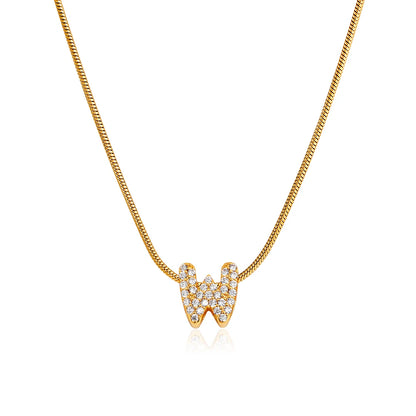 Small Initial Letter Pendant Necklace | Unisex Zircon Alphabet Necklace Jewellery!