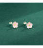 Elegant Blossoms: Real 925 Sterling Silver Glaze Flower Stud Earrings!