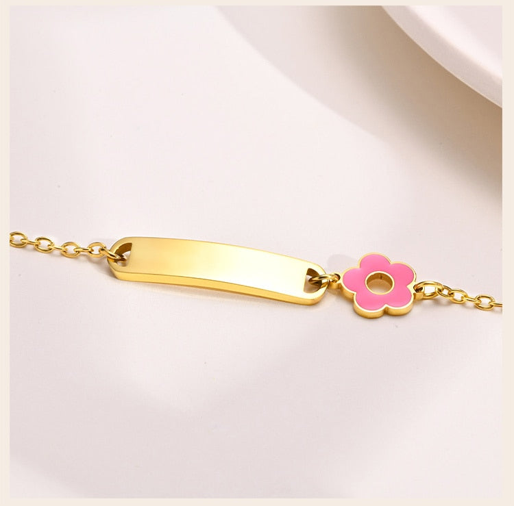 Blossoms of Love: Engravable Baby Bracelet - Personalized Gift for Girls and Boys - Ideal for Birthdays and Christenings!