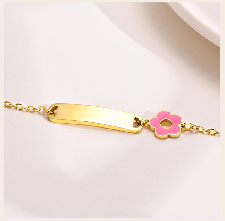 Blossoms of Love: Engravable Baby Bracelet - Personalized Gift for Girls and Boys - Ideal for Birthdays and Christenings! - Kids Jewellery Shop