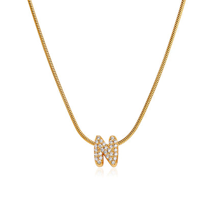 Small Initial Letter Pendant Necklace | Unisex Zircon Alphabet Necklace Jewellery!