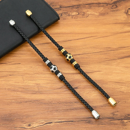 Score Big with Our Hand-Woven Leather Football Bracelet for Boys!