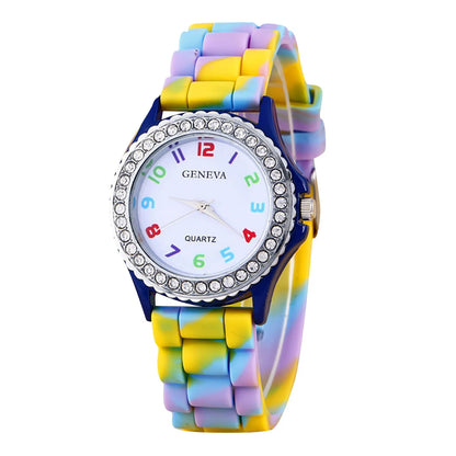 Girls’ Camouflage Bling Quartz Watch| Cool Casual Silicone Wristwatch for Teens & Kids