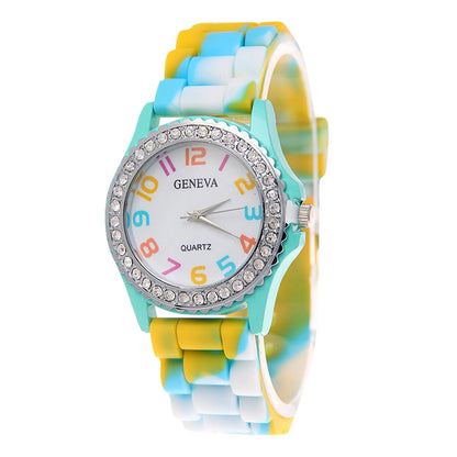 Girls’ Camouflage Bling Quartz Watch| Cool Casual Silicone Wristwatch for Teens & Kids