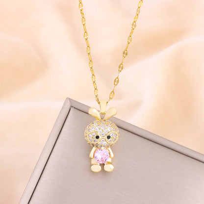Sparkling 18k Gold Plated CZ Studded Rabbit Pendant Necklace - A Glamorous Delight for Girls, Teens, and Women! - Kids Jewellery Shop