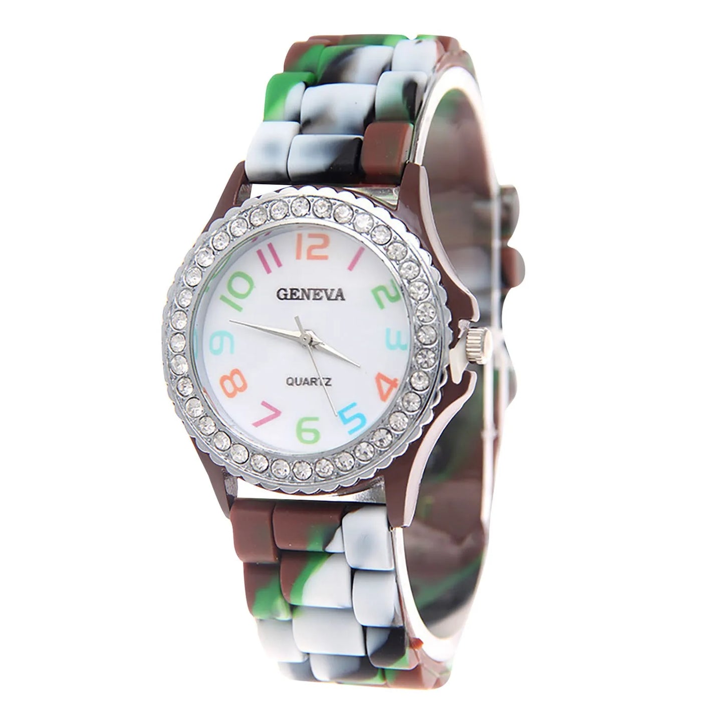 Girls’ Camouflage Bling Quartz Watch| Cool Casual Silicone Wristwatch for Teens & Kids