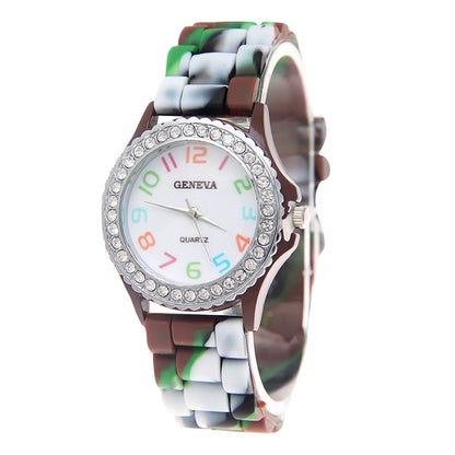 Girls’ Camouflage Bling Quartz Watch| Cool Casual Silicone Wristwatch for Teens & Kids