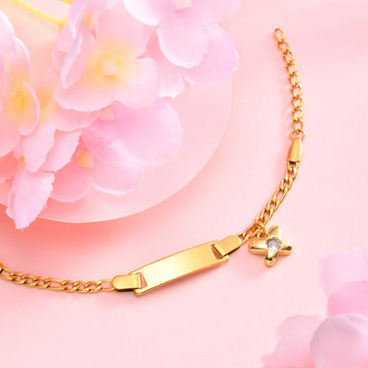 Personalised Baby Name & Birthdate Bracelet | Engravable ID Bracelet with Heart, Star & Moon Charms | New-born Baptism Gift!
