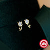 Blooming Beauty: 100% 925 Sterling Silver Zircon Tulip Stud Earrings - Exquisite Accessories for Girls, Teens, and Women!