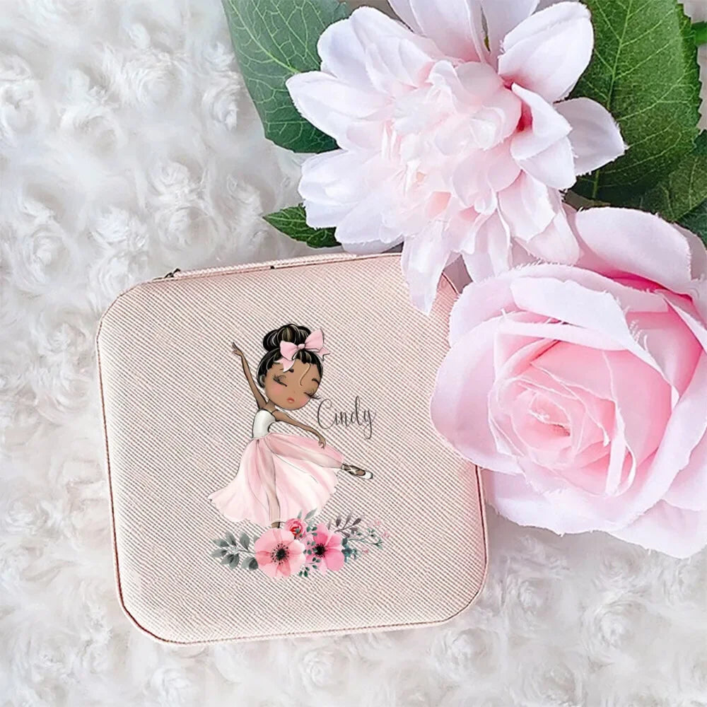 🩰 Handmade Personalized Ballerina Jewellery Travel Case. Custom Name Jewellery Organizer | Portable Storage Box | Perfect Birthday Gift for Girls