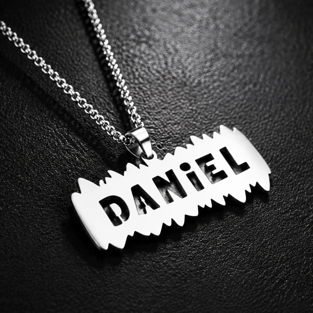 Personalised Stainless Steel Nameplate Necklace | Hip-Hop Jewellery for Boys | Birthday Gift!