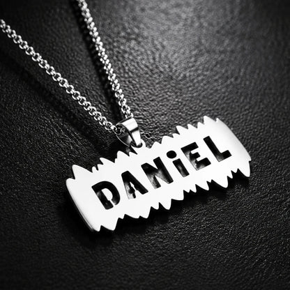 Personalised Stainless Steel Nameplate Necklace | Hip-Hop Jewellery for Boys | Birthday Gift!