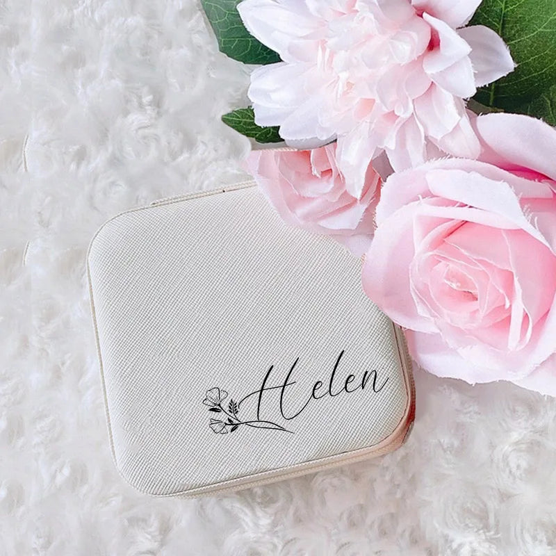 Personalised Square Jewellery Box | Travel Jewellery Case & Organiser | Custom Bridesmaid, Birthday & Mother’s Day Gift!