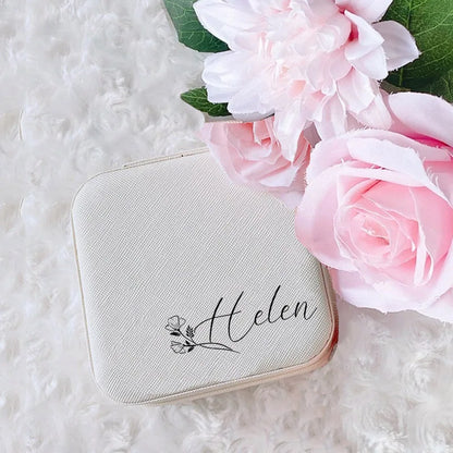 Personalised Square Jewellery Box | Travel Jewellery Case & Organiser | Custom Bridesmaid, Birthday & Mother’s Day Gift!