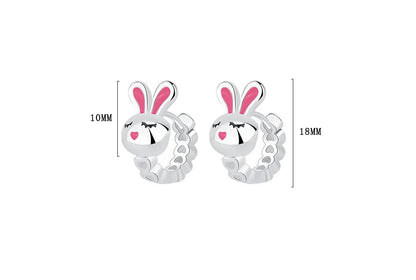 Baby Princess 925 Sterling Silver Heart & Rabbit Hoop Earrings – Cute Huggie Ear Buckles for Girls, Teens & Women!