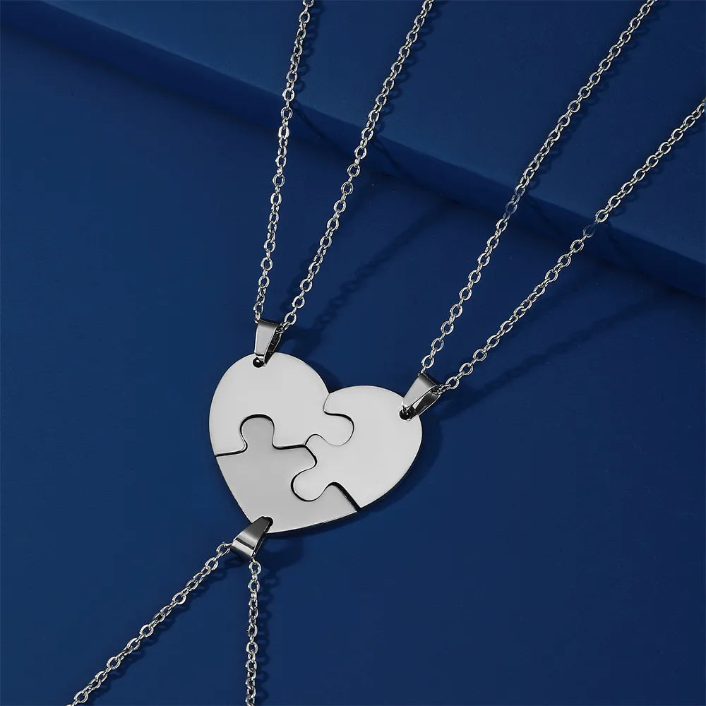 Personalized Heart Puzzle Necklace: Engraved Names Split Heart Pendant! - Kids Jewellery Shop