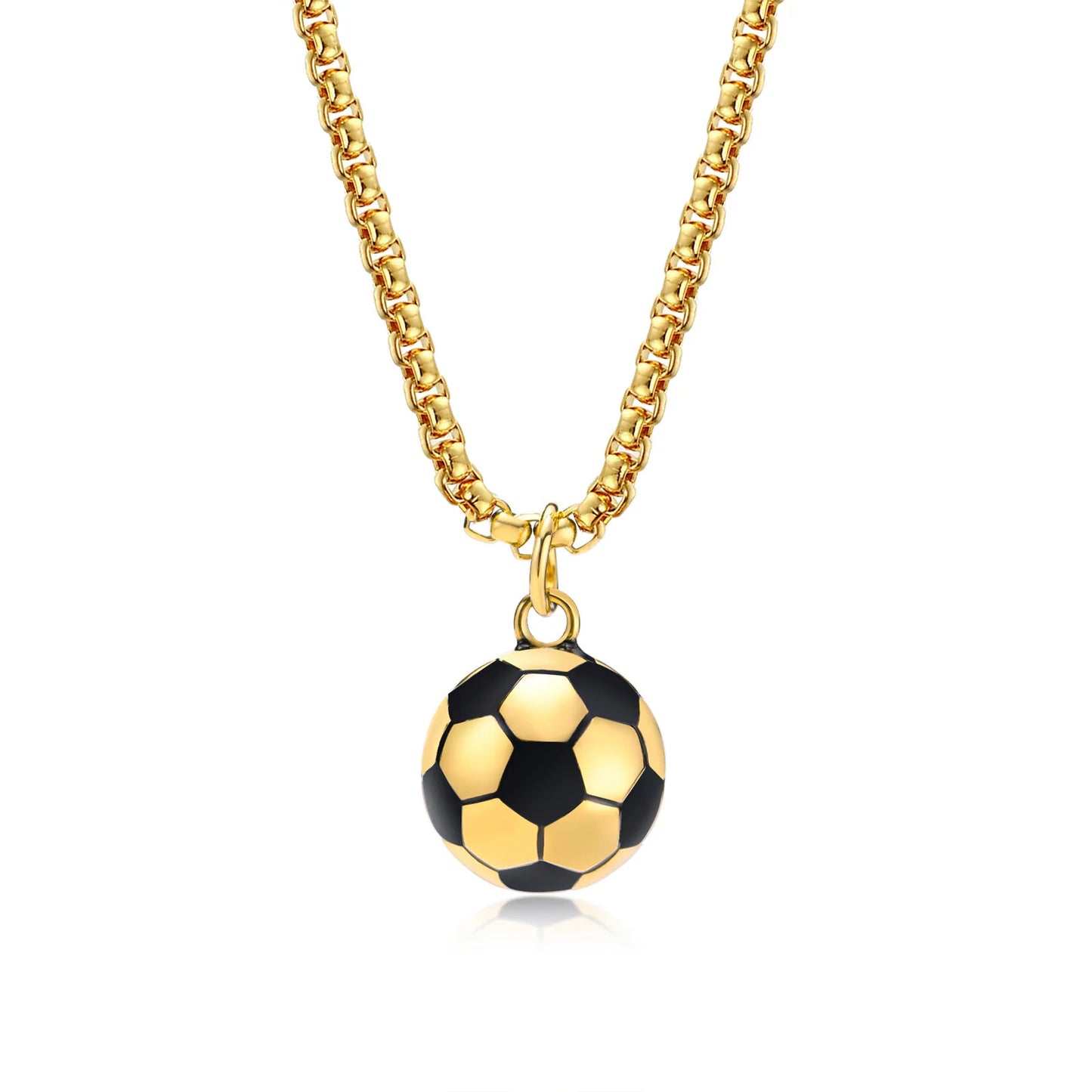 Solid Stainless Steel 3D Football Pendant Necklace for Boys | Soccer Sports Jewellery Birthday Gift!