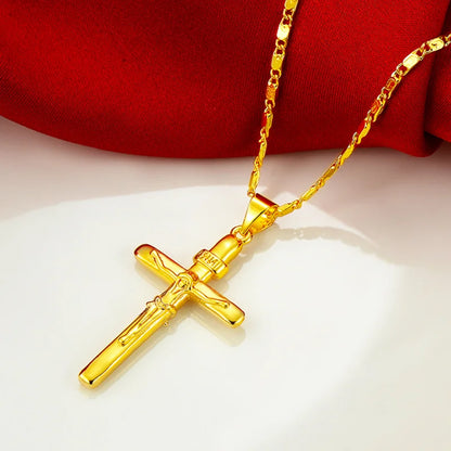 24K Gold Plated Cross Pendant Necklace for Girls & Boys | Religious Baptism & Confirmation Jewellery Gift!
