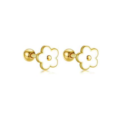 925 Sterling Silver Flower Screw Back Stud Earrings for Girls – Hypoallergenic Piercing Jewelry Gift | Simple & Elegant Kids Earrings 🌟