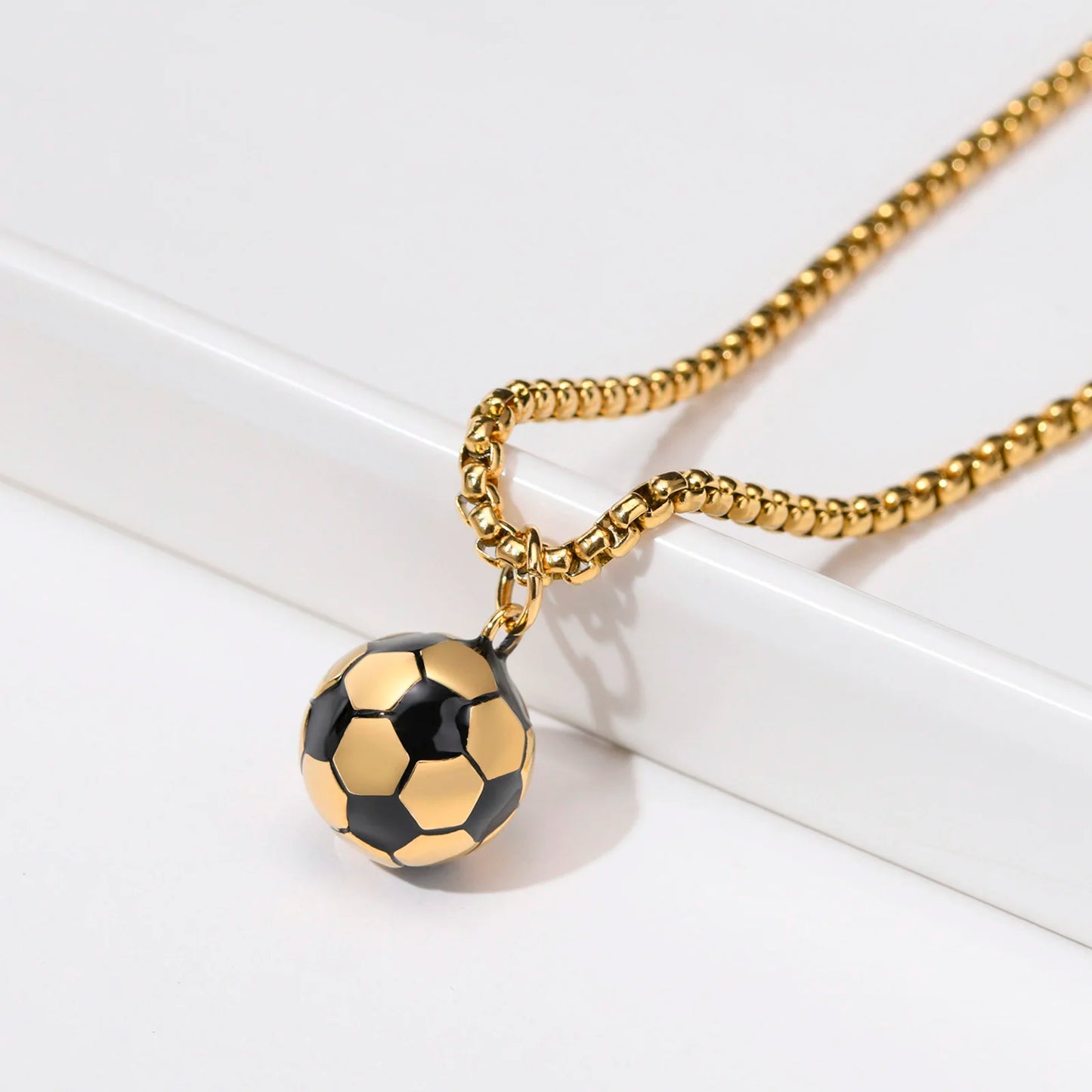Solid Stainless Steel 3D Football Pendant Necklace for Boys | Soccer Sports Jewellery Birthday Gift!