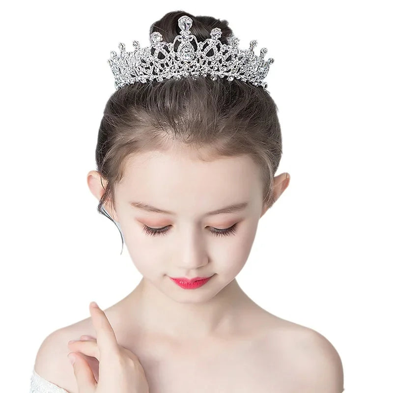 Silver Crystal Tiara with Combs for Girls & Teenagers – Sparkling Princess Crown Hair Accessory for Proms, Pageants, Birthdays & Weddings.