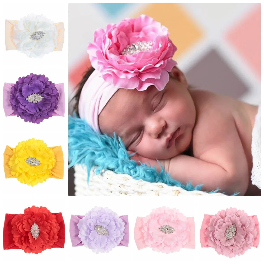 Baby Girls Pearl Flower Lace Headbands | New-born & Toddler Soft Elastic Hair Accessories!