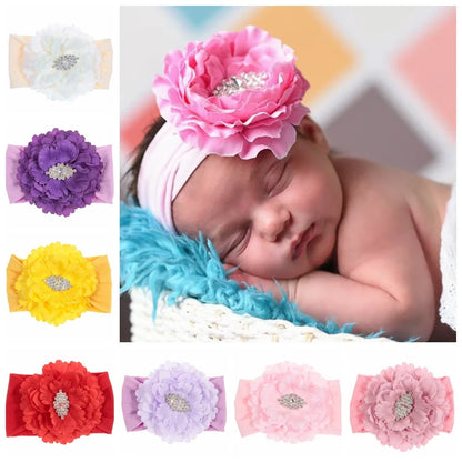 Baby Girls Pearl Flower Lace Headbands | New-born & Toddler Soft Elastic Hair Accessories!