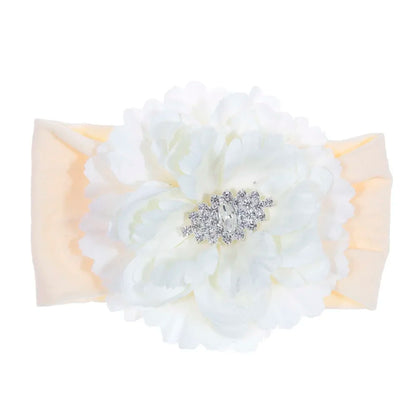 Baby Girls Pearl Flower Lace Headbands | New-born & Toddler Soft Elastic Hair Accessories!