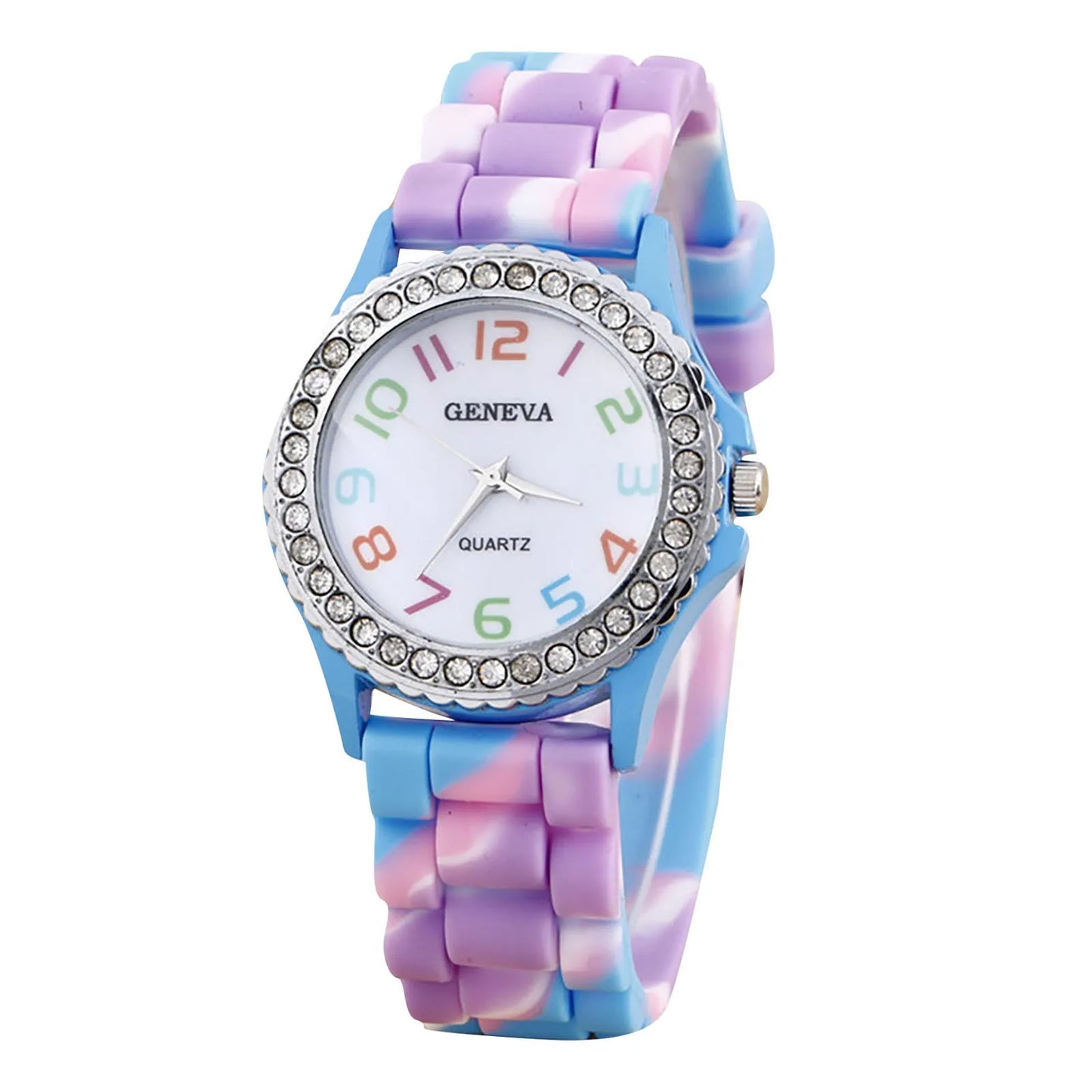 Girls’ Camouflage Bling Quartz Watch| Cool Casual Silicone Wristwatch for Teens & Kids