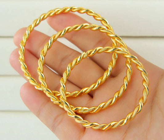 2-Piece Kids Bangles – 21K Gold Plated Twist Baby Bracelet for Boys & Girls | Party Jewellery for Children!