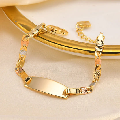 Custom Baby Bracelets for Newborns – Girls & Boys 3-Tone Gold Plated Copper, Anti-Allergy Jewellery Gift!