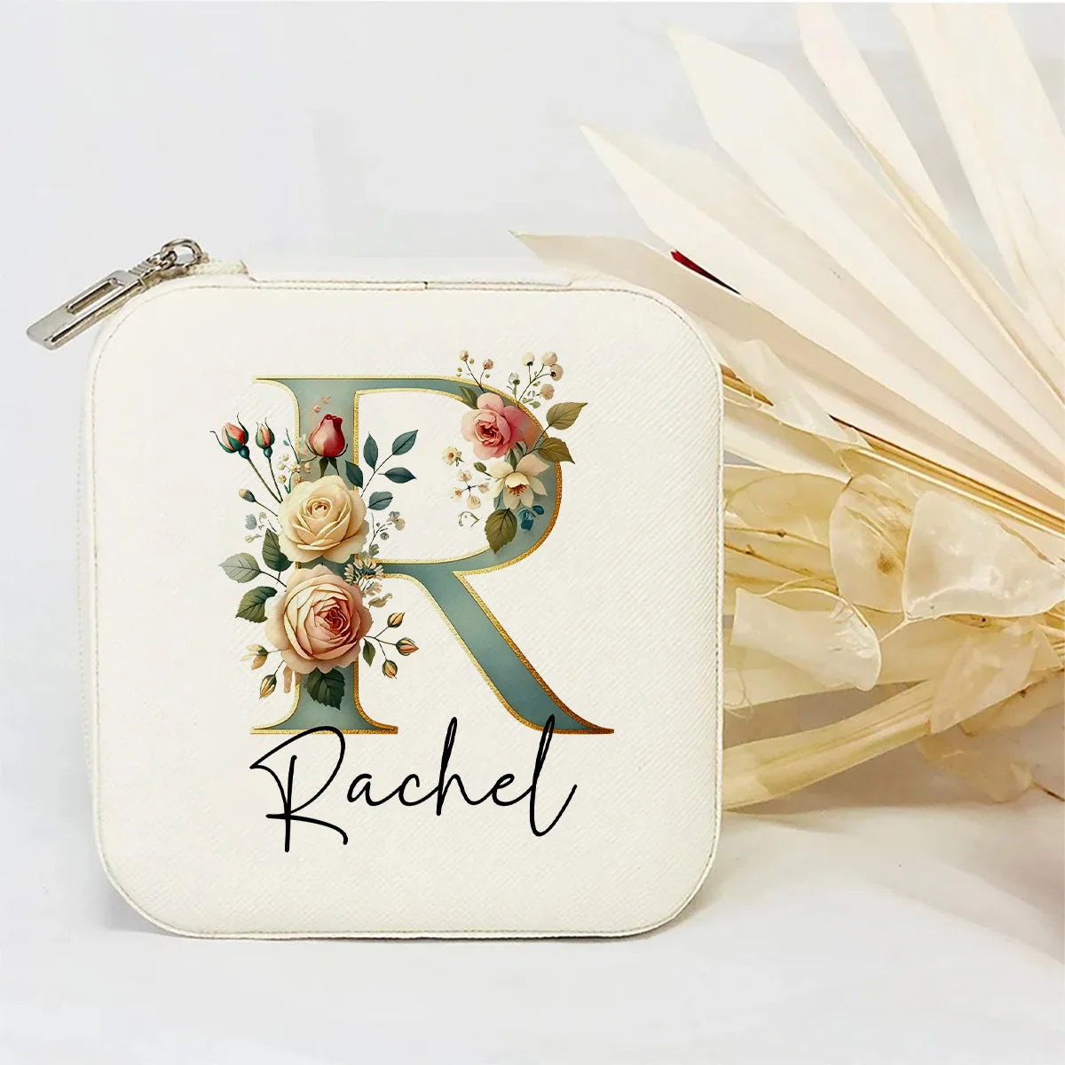 Personalised Initial Letter Jewellery Box | Portable Zipper Travel Jewellery Case | Custom Gift for Girls, Bridesmaids & Birthdays!