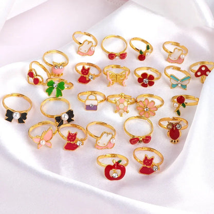 Cute Adornments: 12/36pcs Adjustable Girls' Crystal Rings - Whimsical Fun for the Perfect Birthday Gift! - Kids Jewellery Shop