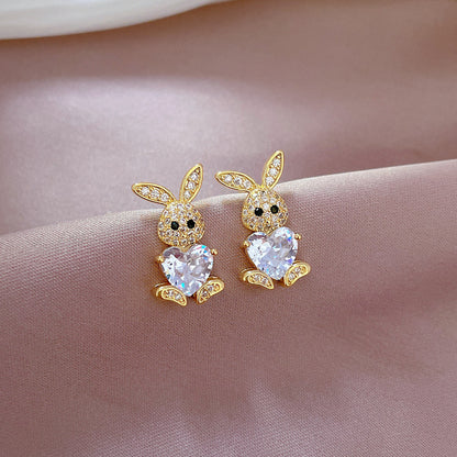 Cute Rabbit Crystal Jewelry Set for Girls 🐇 | Necklace & Earrings with Shiny Austrian Crystals | Birthday Gift Set 🎁